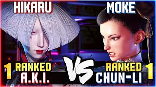 Hikaru 1 Ranked AKI vs Moke 1 Ranked ChunLi STREET FIGHTER 6 Showdown [upl. by Galvan554]