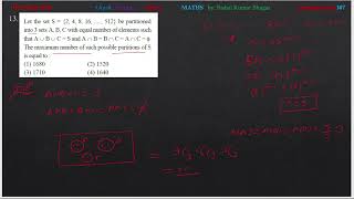 Let the set S24816…512 be partitioned into 3 sets ABC with equal number of elements such [upl. by Silvia]