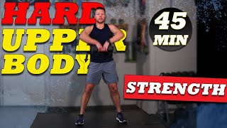 Hard 45 Min Upper Body Strength Workout  Bicep Lat and Upper Back  Dumbbells [upl. by Woodward947]