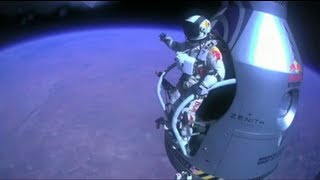 Felix Baumgartners space leap  highlights [upl. by Hamburger329]