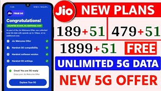 Jio 5G New Plan 189 479 1899 Unlimited Free 5G Data Jio 51 Plan Unlimited 5G Data  Jio Best Plan [upl. by Nerol]