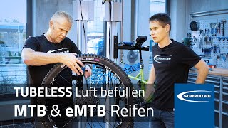 Das richtige Befüllen von MTB amp eMTB Reifen bei der Tubeless Montage [upl. by Eilloh]