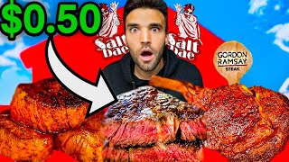 LIVING on WORLDS BEST STEAKS for 24 HOURS Gordon Ramsay Guga Foods Salt Bae amp MORE [upl. by Enoid]