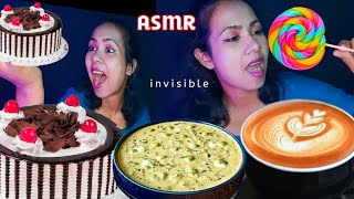 Asmr Hindi  asmr eating chocolate cake 🎂 coffee ☕ lollipop 🍭 malai  eating roleplay [upl. by Laemaj]