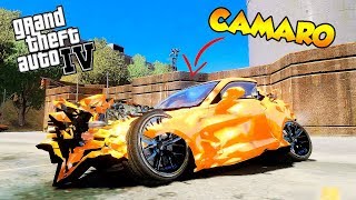 RAMPEI UMA PONTE COM O CAMARO AMARELO GTA 4 FÍSICAS REALISTAS [upl. by Akeihsal]