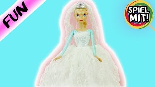 EISKÖNIGIN ELSA als BRAUT  schönes Puppen Disney Frozen Hochzeitskleid [upl. by Judenberg]