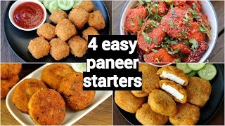 4 easy paneer starters or snacks recipes  पनीर के नाश्ते रेसिपी  easy paneer appetisers recipe [upl. by Rosemary158]