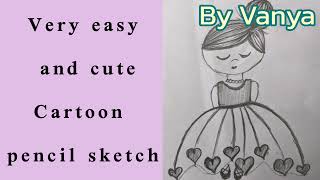 Very Easy And Cute Cartoon Pencil Sketch  Vanya sketch [upl. by Anitaf]