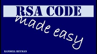 RSA code made easy [upl. by Eceinal]