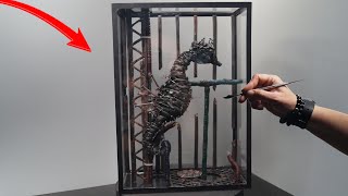 SCULPTURE DUN HIPPOCAMPE Version ZOMBIE  Timelapse [upl. by Yadsnil796]