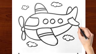 Aeroplane Drawing for kids  How to draw aeroplane for kids  Kids Drawing  kids video  easy [upl. by Blaseio]