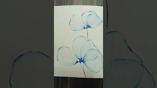 Easy flowers painting for beginnersTransparent flowers paintinglayer painting art trending [upl. by Griggs]