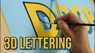 How to hand paint 3D LETTERING with a blended shadow  Lettering outlining shading  SIGN PAINTING [upl. by Lahcear]