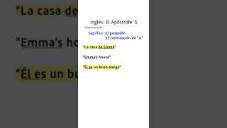 Apóstrofe S en inglés posesión o quotisquot  aprenderingles ingles shorts [upl. by Ellienad59]