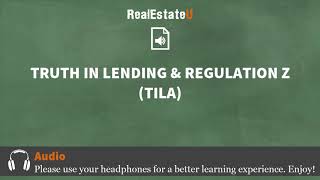 161 Truth in Lending and Regulation Z TILA  Georgia Real Estate License  RealEstateUtv [upl. by Ultun]