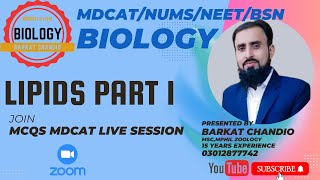 MDCAT  NUMS  Biological Molecules  Lipids Part 1 [upl. by Oppen]