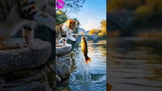 बिल्ली मौसी मछली को पकड़ने नदी के तट पर चली गईcatfishvideofishingvideo catshorts fishing cat [upl. by Cynthy]