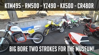 HONDA CR 500 KAWASAKI KX500 KTM 495 YAMAHA 490 SUZUKI RM500 TWO STROKE SHOOTOUT BIKES ARRIVAL [upl. by Melva]