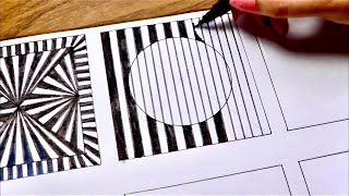 6 Easy and quick Optical illusion drawingspatternstricksabstract drawings [upl. by Nohsyar490]