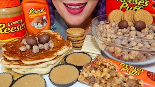 ASMR REESE’s PUFF PANCAKE W CONDENSED MILK CEREAL 먹방 CURIEASMR [upl. by Patric]