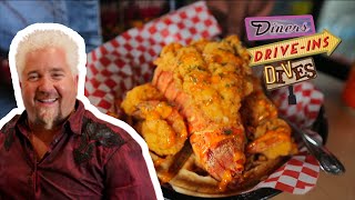 Delicious Fried Lobster and Waffles Guy Fieri Tried  Diners Driveins and Dives  Food Network [upl. by Giovanna]