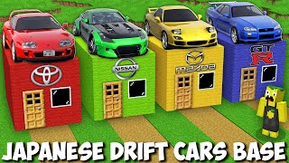 Secret JAPANESE DRIFT CARS HOUSE in Minecraft  VEHICLE BASE [upl. by Gamali987]