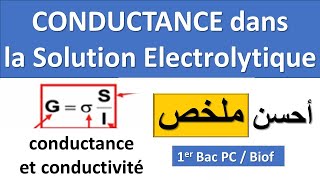 Conductance et Conductivité 1bac Cours amp Résume  Conductance dans les Solutions Electrolytiques [upl. by Kippar119]