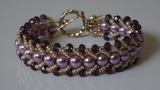 How to make a beautiful and easy pearl bracelet flat spiral stitch [upl. by Till718]