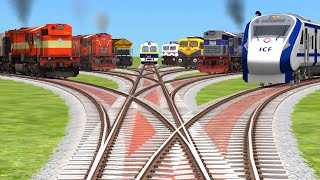 8 Trains Crossing By Bumpy💎 Grandient Tracks  train wale cartoon video  railworks 3 [upl. by Intruok]