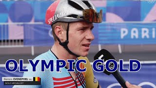 REMCO EVENEPOEL INTERVIEW AT THE FINISH  GOLD MEDAL  OLYMPIC GAMES 2024 [upl. by Gardol197]