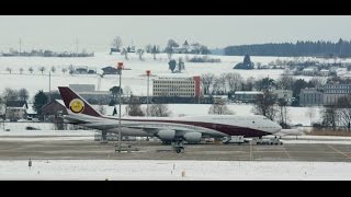 Private Boeing 7478 testflight at ZRH taxiing take off landing [upl. by Koslo]