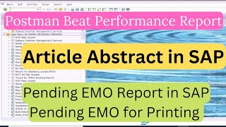 EMO report in SAP  Article Abstract report  Postman Beat Performance [upl. by Ynohtna]