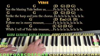 Deck the Halls Christmas Piano Cover Lesson in G with ChordsLyrics [upl. by Enyleuqcaj357]