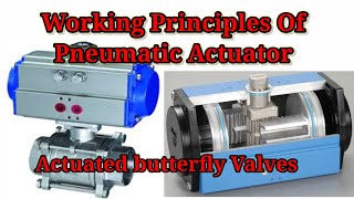 Working Principle of Pneumatic Actuator and actuated butterfly valve [upl. by Hersh]