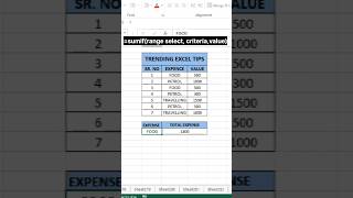 trending excel tips  sumif  excel  shorts viralvideo trending [upl. by Sondra]