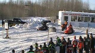 Drag motoneige Rouyn 31jan2009 class Open  Wheelie Fastest of the day [upl. by Easter376]