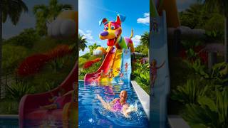 Big Cute Dog Water Slider 🌊🌈 dog doglover [upl. by Essy]