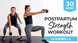 30Minute Full Body STRENGTH  Postpartum Workout Dumbbells  DR Safe Abs and Core [upl. by Thorner]