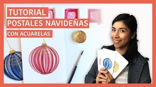 Pintar POSTALES de NAVIDAD con ACUARELAS [upl. by Notrem961]