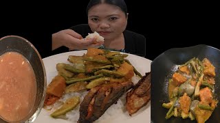 Mukbang pritong isda pakbet spicy sawsawan mukbang [upl. by Atinehs]