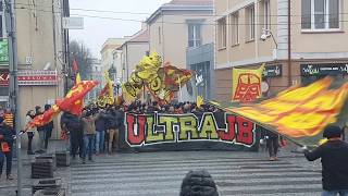 Jagiellonia Bialystok Poland fans on ULTRAS DAY 17022018 before match v Cracovia [upl. by Lem240]