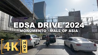 Driving Tour on EDSA in 2024 The BUSIEST Road in Manila  Monumento to Mall of Asia Philippines [upl. by Beetner525]