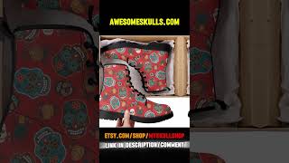 Floral skull horror boots for men women shoes Gothic skeleton boots sugarskulls skulls [upl. by Nnodnarb705]