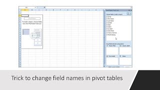 Trick to change field names in pivot tables [upl. by Diantha462]