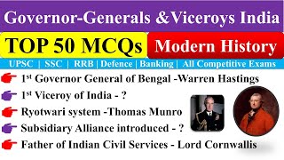 MCQs on Governor generals amp Viceroys of India [upl. by Auqined]