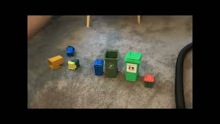 Mini toy bin collection with ￼tongs Recycling green waste amp garbage [upl. by Ignatius546]