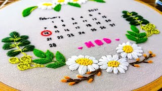 Happy birthday  hand embroidery  calendar Embroidery [upl. by Mavilia69]