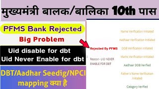 Rejected by PFMS Reason Uid Never Enable For Dbt  scholarship DBT Problems solve 2023 [upl. by Enomaj]