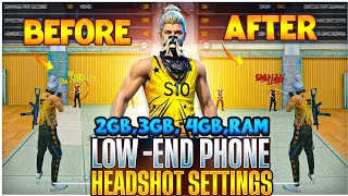 LOWENDPHONE HEADHOT SETTINGS ✅  2GB3GB4GB RAM HEADSHOT TRICK ☠️💀 ALI VAI FF [upl. by Aihcila]