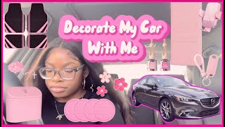 DECORATE MY CAR WITH ME 2024   AMAZON CAR ESSENTIALS   PINK THEME [upl. by Gruchot]